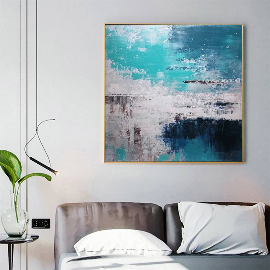 Green Sky Modern Abstract Canvas Artwork XD5Y3 wall art